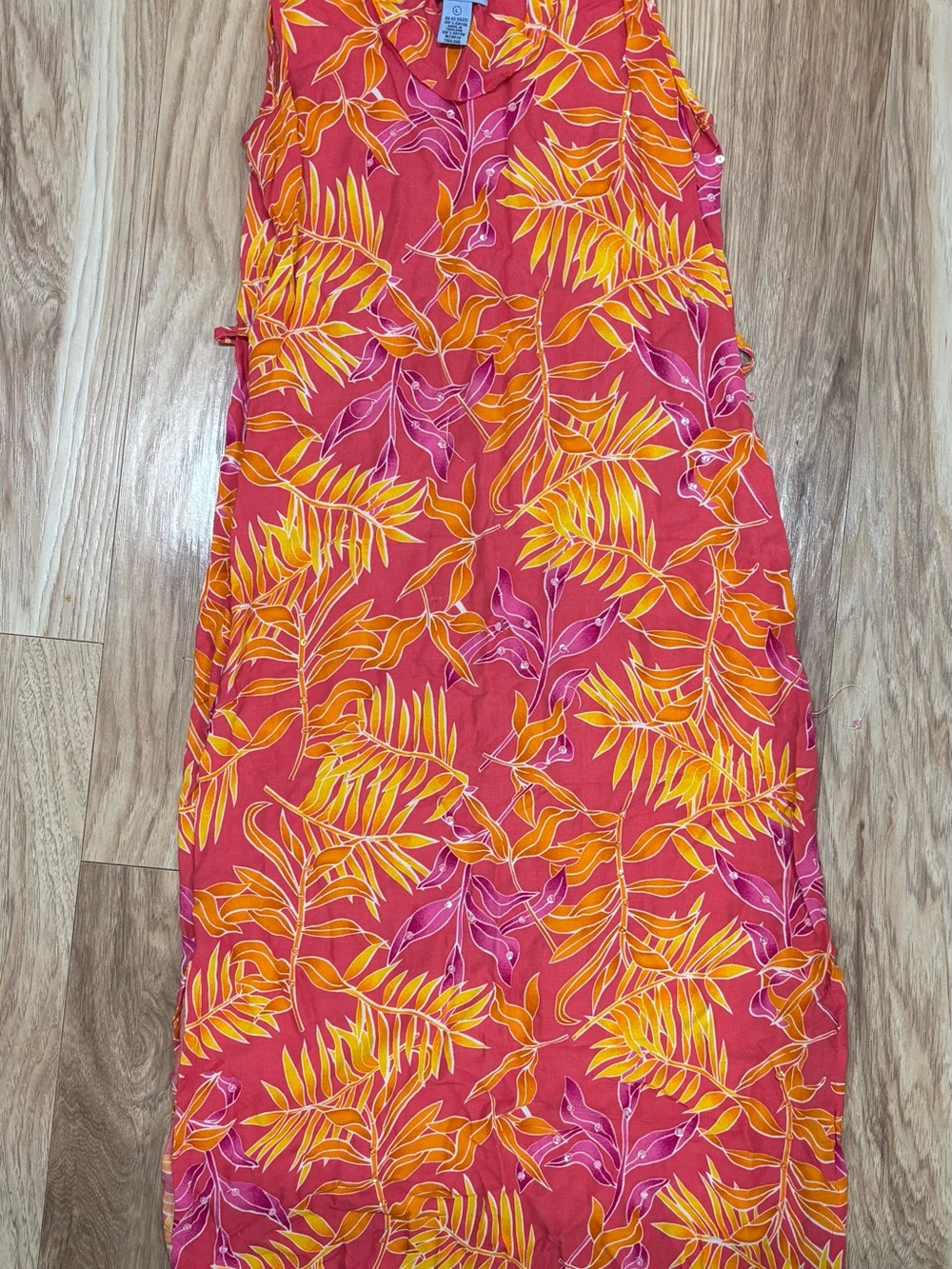 Tropical Pink & Yellow Sleeveless Swim Cover-Up  with Sequins - Jane Ashley